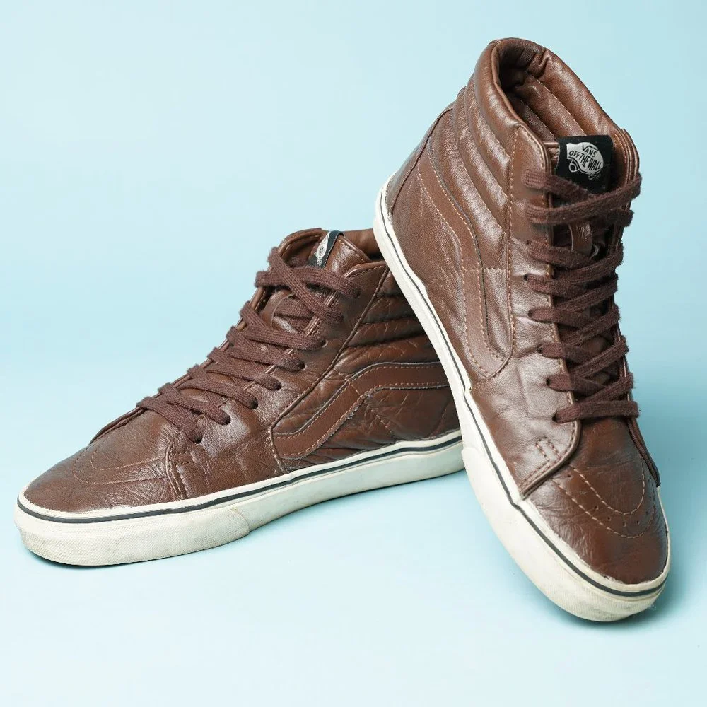 Vans | Shoes | Brown Leather Vans High Top Sk8 Hi | Poshmark display picture 1